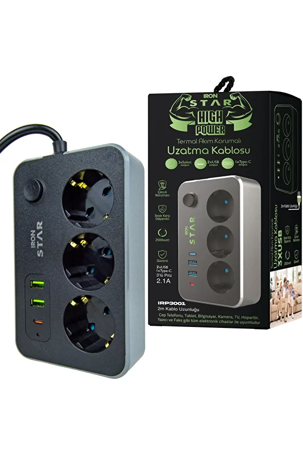 3xUSB مقبس حماية من التيار 3-PLUS (دائرة حماية عالية من التيار) - 1
