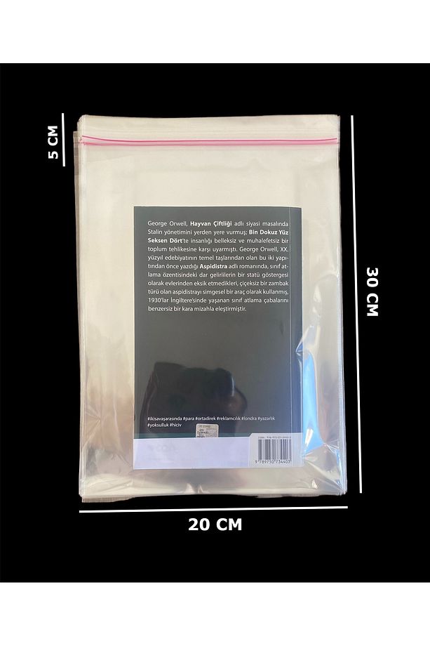 50 Adet 20*30 Cm Bantlı Şeffaf Opp Jelatin Poşet ( 20x25*5 Cm) - 1