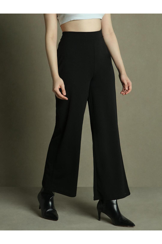 Solid Flared Trousers - 2
