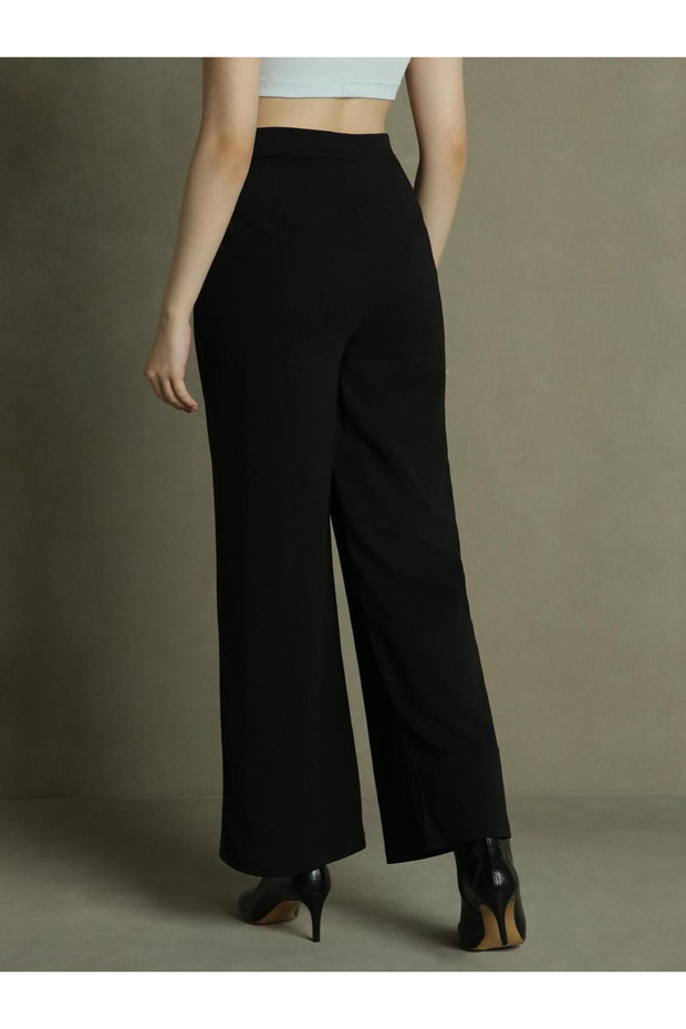 Solid Flared Trousers - 3