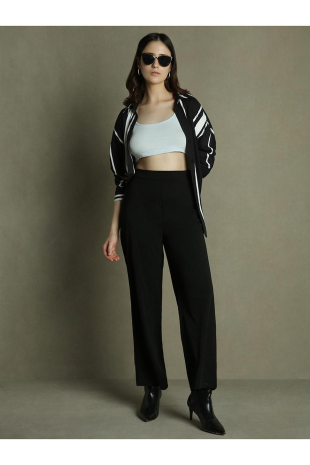 Solid Flared Trousers - 1