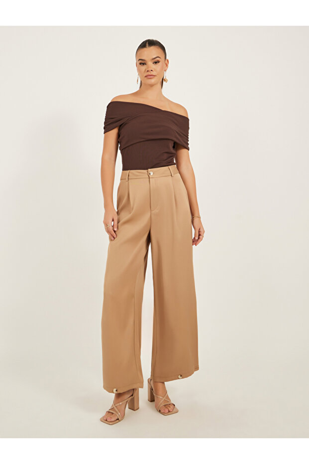 Off-Shoulder Ribbed Solid Top - 2