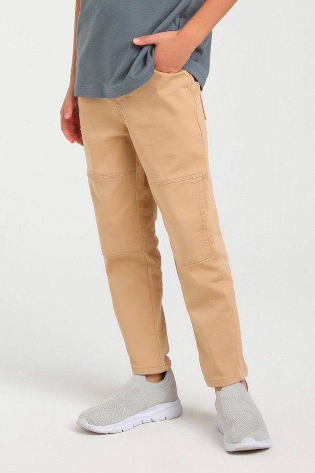 Boy's Lycra Pants with Pocket Details 2441 Camel
