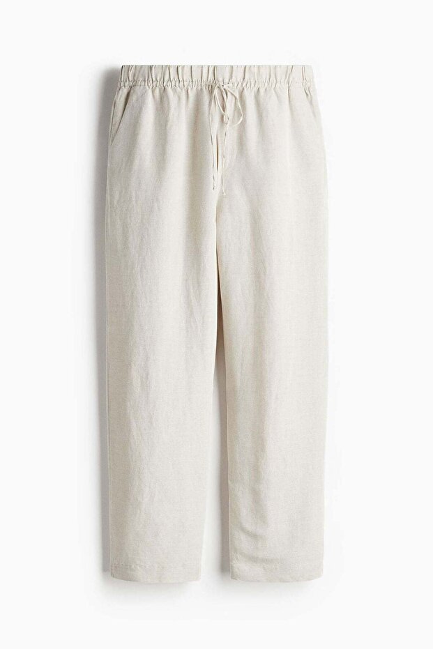 بنطلون من مزيج الكتان برباط - 4