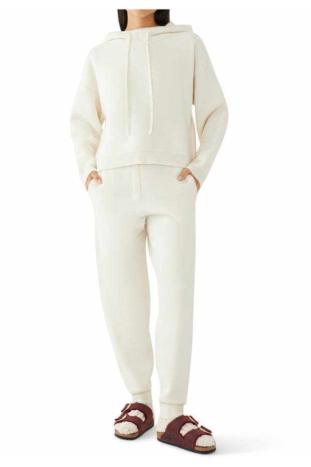 Lüks Kaşmir Örgü Kapüşonlu Sweatshirt - 2