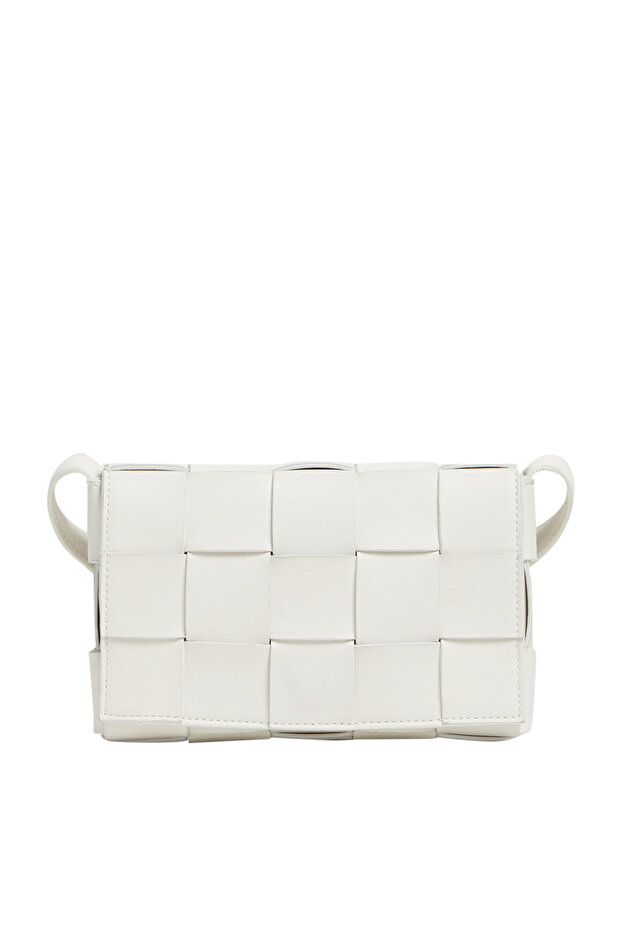 Small cassette crossbody bag - white