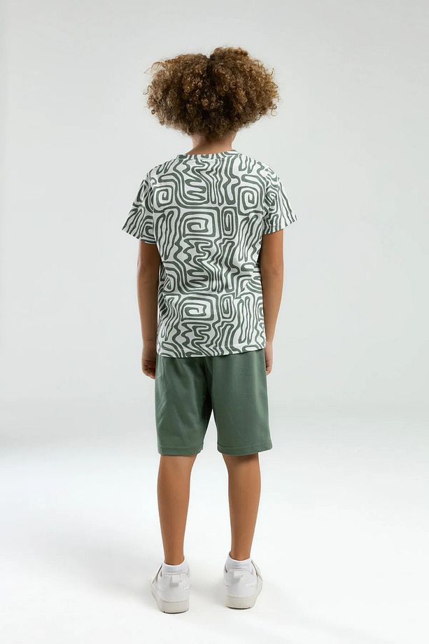 Erkek Karışık Desenli Kısa Kol Şort Pijama Takımı (Baba-Oğul-Aile Takım Yapılabilir) - 8