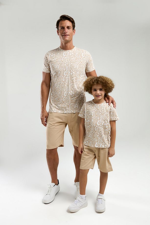 Erkek Karışık Desenli Kısa Kol Şort Pijama Takımı (Baba-Oğul-Aile Takım Yapılabilir) - 2