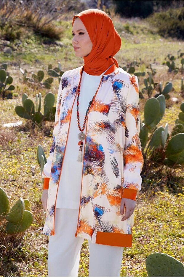 منقوشة الشيفون الساتان تونك 44571 - 2