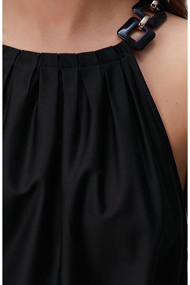 Siyah Maxi Elbise - 6