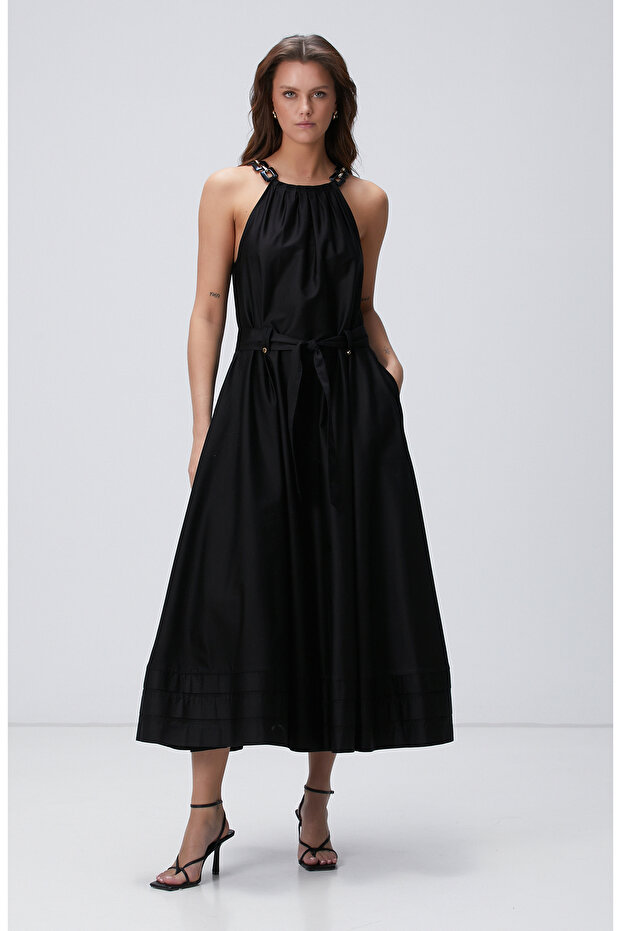 Siyah Maxi Elbise - 3