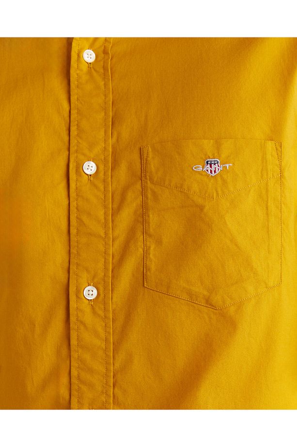 Erkek Sarı Regular Fit Düğmeli Yaka Poplin Gömlek - 5