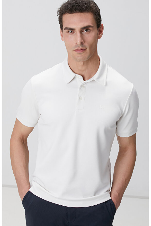 Kırık Beyaz Basic Modal T-shirt - 2