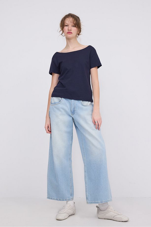 Kayık Yaka Basic T-Shirt P1567-T5 - 6