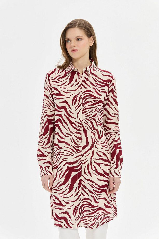 Zebra Desenli Tunik  Bordo - 5