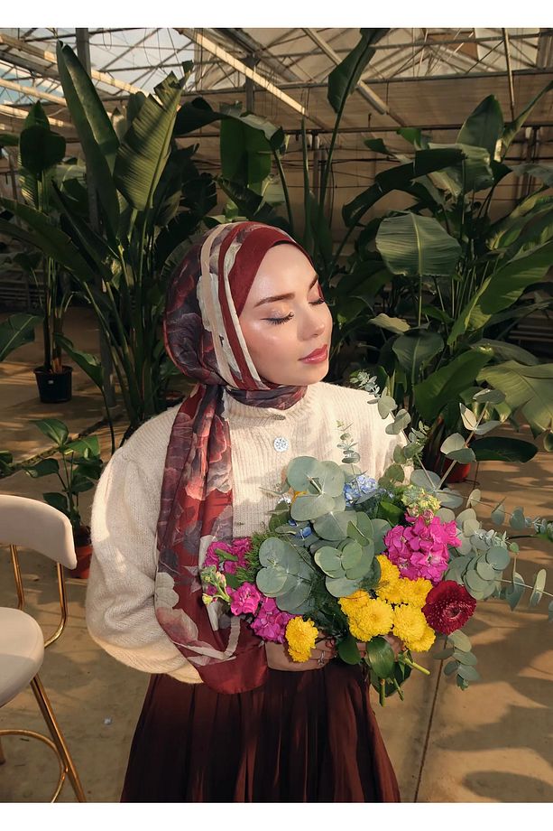 GÜL DESEN BAMBU ŞAL - 1