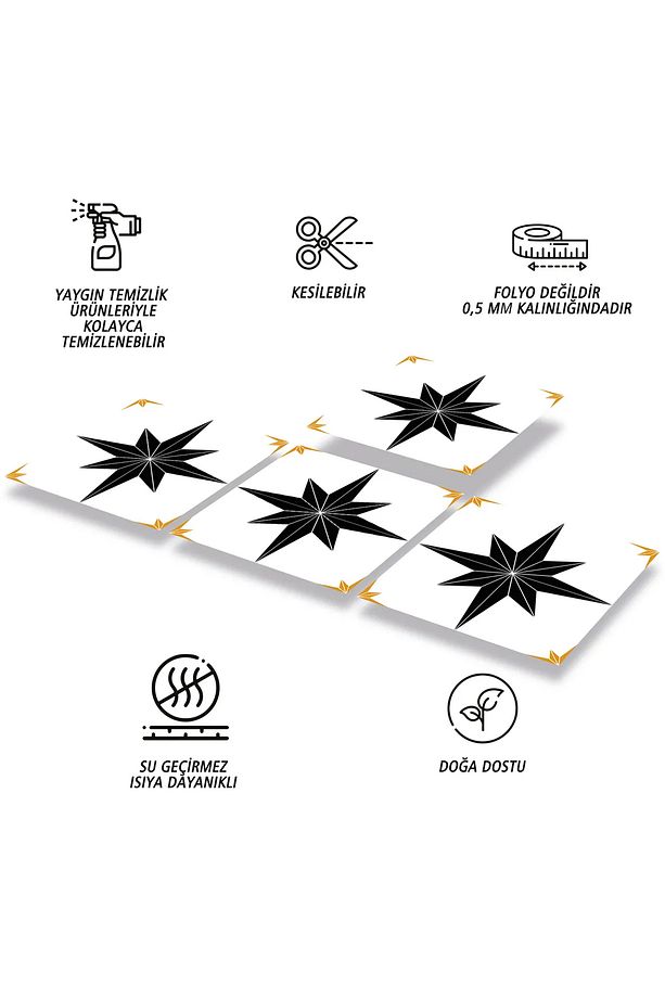 Kendinden Yapışkanlı Altın Yıldız Desenli Pvc Karo 30x30 Cm (33 ADET) 3m2 - 2