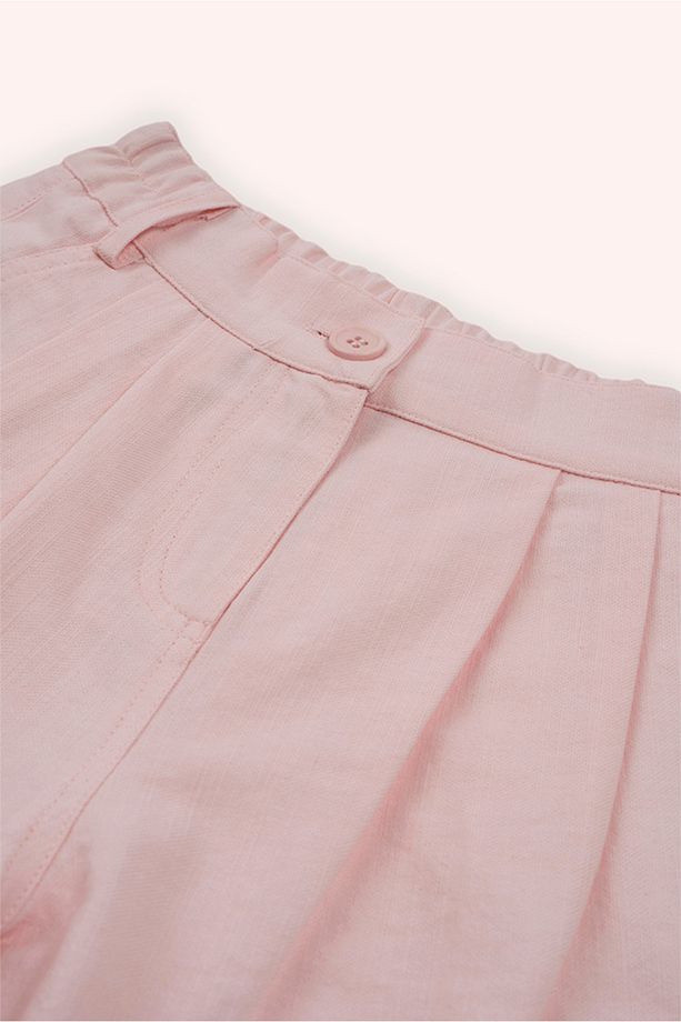 Kız Çocuk Pembe Beli Lastikli Şort - 3