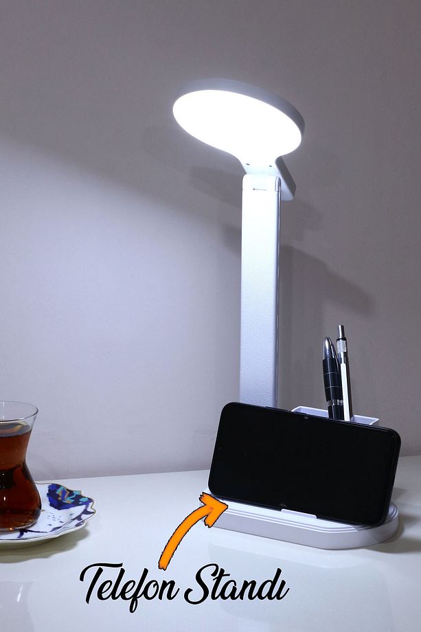 Şarjlı Dokunmatik Ledli 3 Renk Kademeli Işık Masa Üstü Lambası 10w Çocuk Ders Çalışma Okuma Işığı - 4