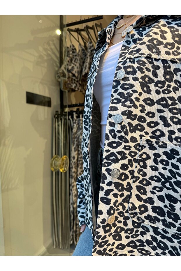 Leopar Desenli Gömlek Ceket - 3