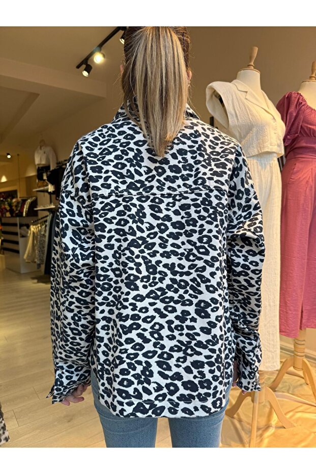 Leopar Desenli Gömlek Ceket - 5