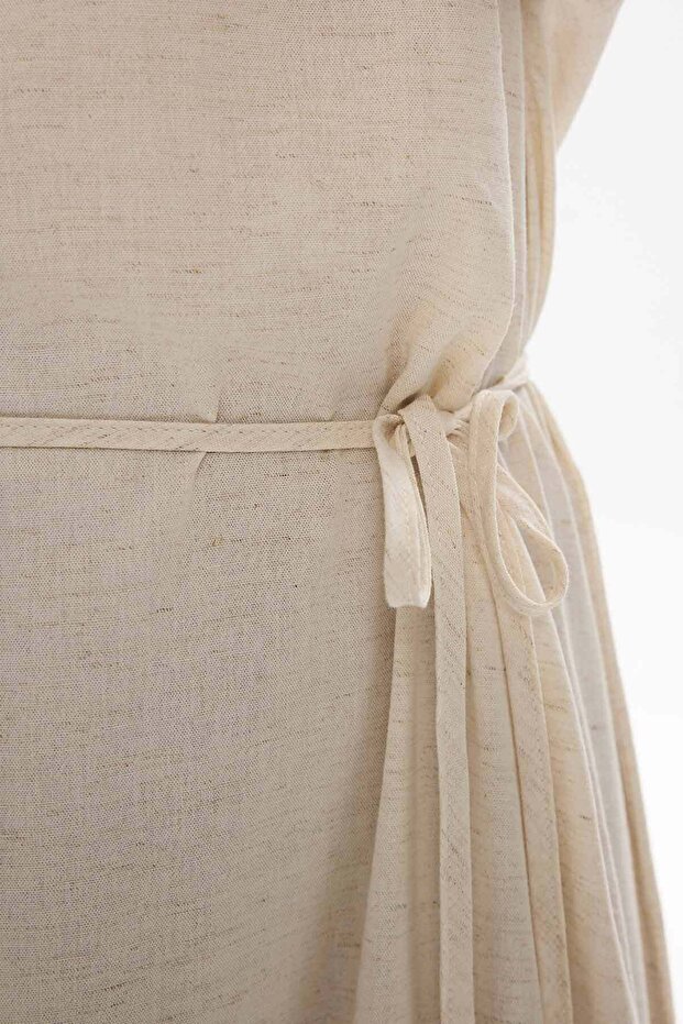 BASİC KETEN NATUREL ELBİSE - 8