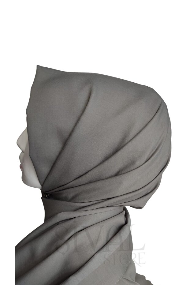 Plain Cotton Shawl 973 Dark Gray - 1