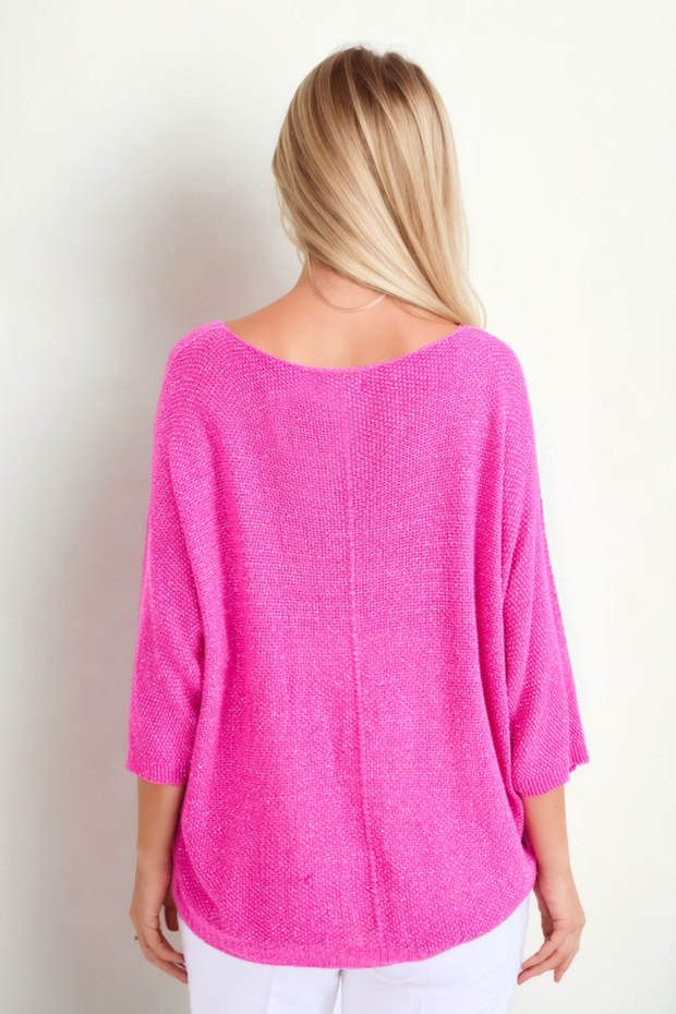 Yarım Kol Simli Triko Bluz - 5