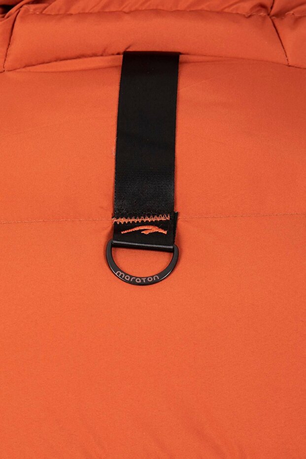 Regular Erkek Kapüşonlu Kiremit Mont - 8
