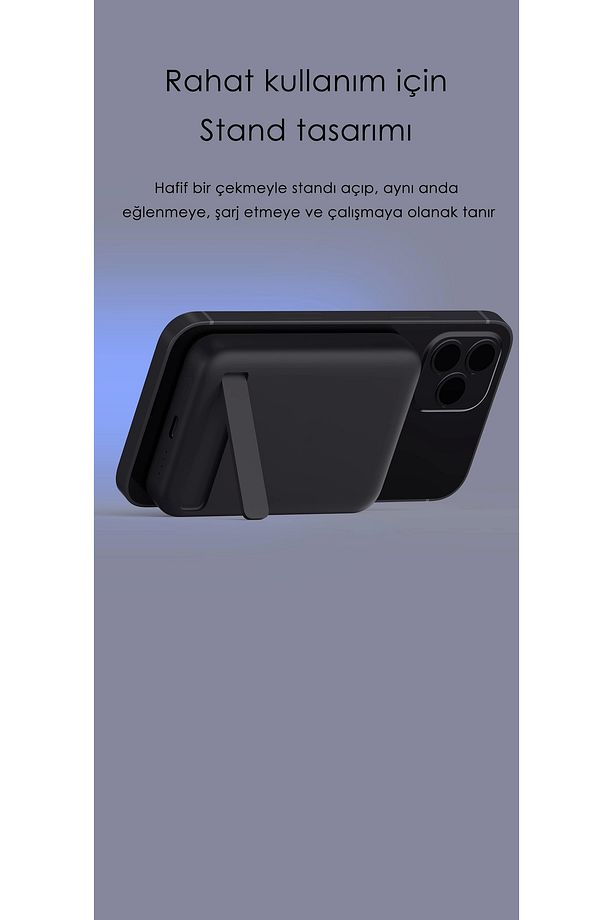 Magsafe Powerbank 10.000mah 20w Hızlı Şarj Standlı Ve Taşınabilir Iphone Ve Android Uyumlu - 3