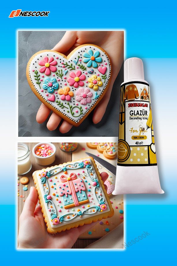 Hazır Glazür / Kurabiye Üzerine Yazı / Kurabiye Süsleme / Ten Renk 40gr - 1