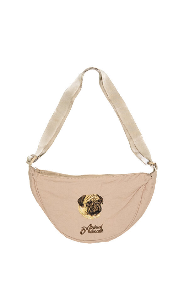 Pug Dog Embroidered Bag - Parachute Fabric Bag with Animal Figures