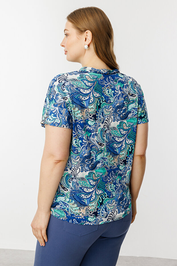 Patterned Plus Size Blouse - 4