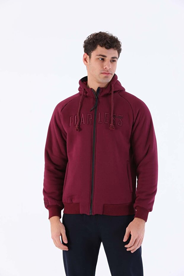 Comfort Men's Hooded Claret Red Tracksuit Top