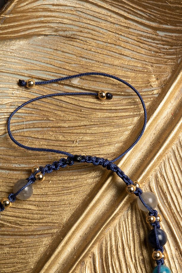 Sertifikalı Doğal Labradorit, Ametist, Lapis Lazuli, Apatit ve Sodalit Taşı Bileklik - 3
