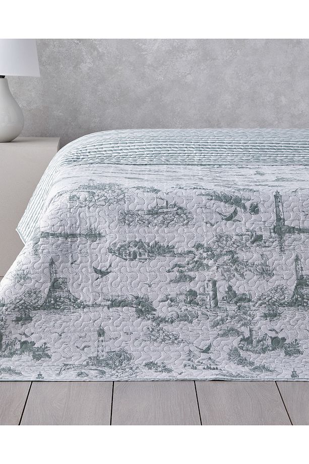Seaside Serenity Tek Kişilik Çok Amaçlı Örtü 160x220 cm Seledon - 3