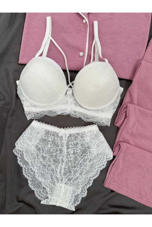 Lena Underwear Yumoş Piping Detailed Short Sleeve Pajama Set