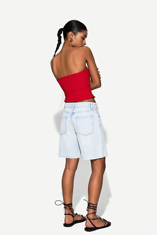 Denim bermuda şort - 4