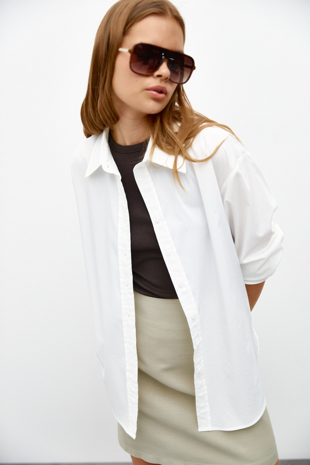 Geniş Manşetli Oversize Gömlek - 6