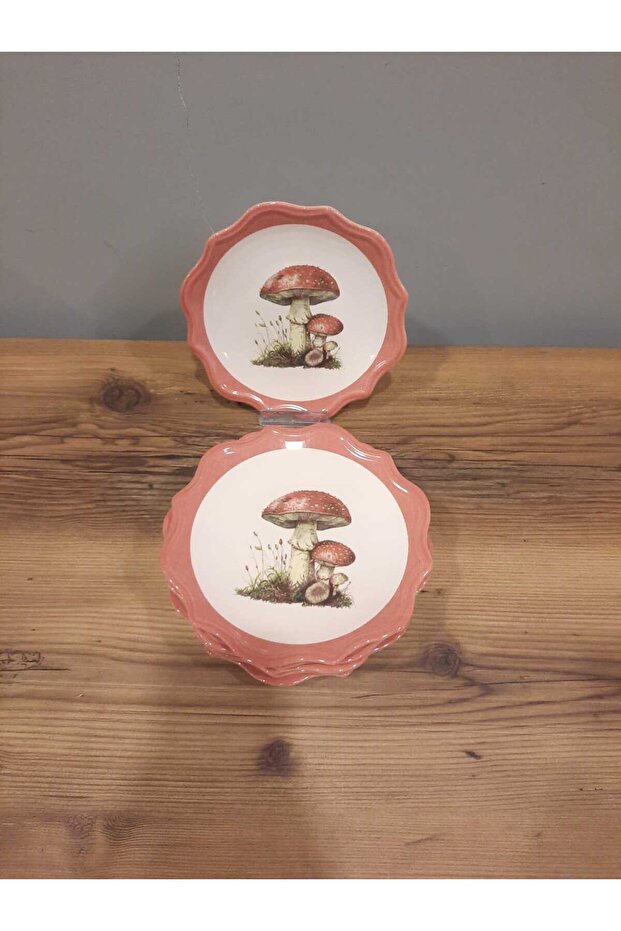 KERAMİKA ŞEKİLLİ PASTA TABAĞI 6 ADET 20 CM MANTARLI - 5