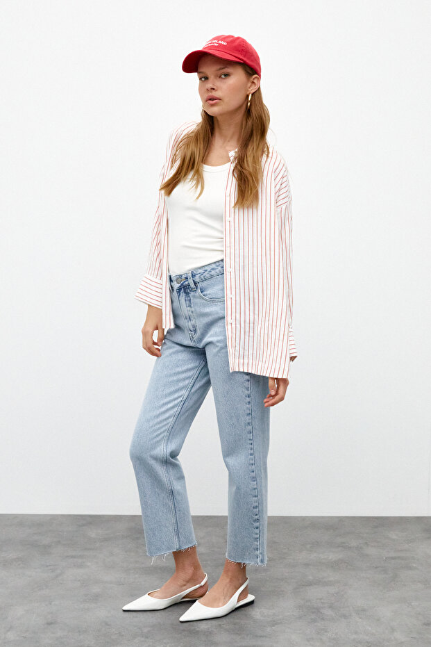 Yırtmaçlı Oversize Gömlek - 3