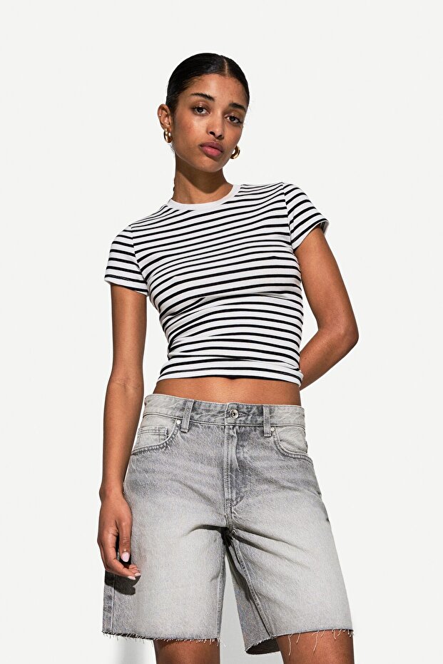 Denim bermuda şort - 4