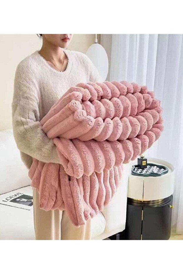 SOFT LUXURY COLLECTION PINK EMBOSSED FLANNEL FLEECE BLANKET