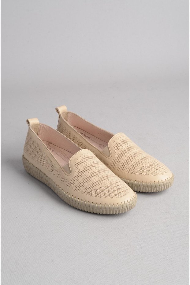 Beige Women's Shoes Seç 3020 Khaki Leather Comfort