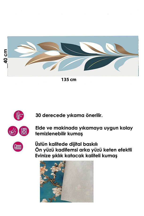 Kaliteli Kumaş, Canlı Renkler Runner Ve 4 Adet Kırlent Kılıfı Takımı - 3