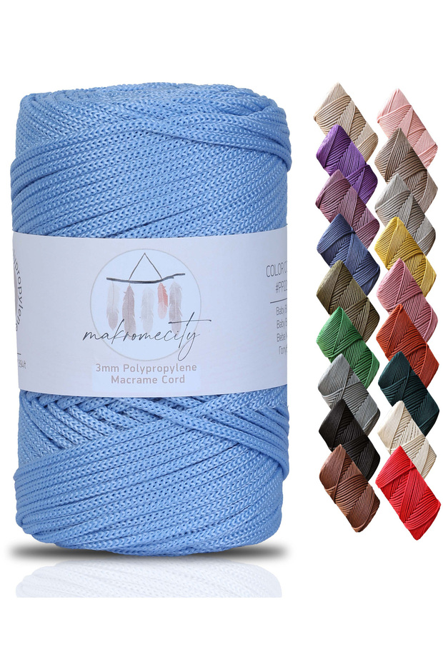 Premium 250 Gr 3mm Polyester Macrame Thread Baby Blue 120 m Plate Thread and Bag Thread
