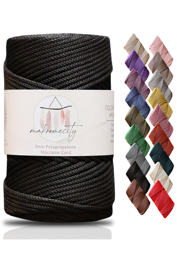 Premium 250 Gr 3mm Polyester Macrame Thread Black 120 m Plate Thread and Bag Thread
