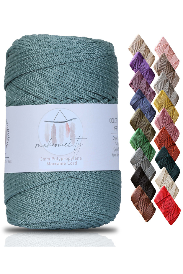 Premium 250 Gr 3mm Polyester Macrame Thread Green 120 m Plate Thread and Bag Thread