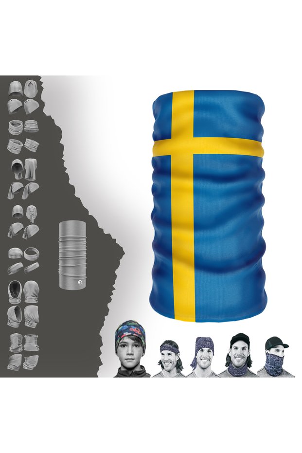 Multifunctional Flag Of Sweden Uv Face Mask Buff Baf Headband Bandana Do Rag Hairband