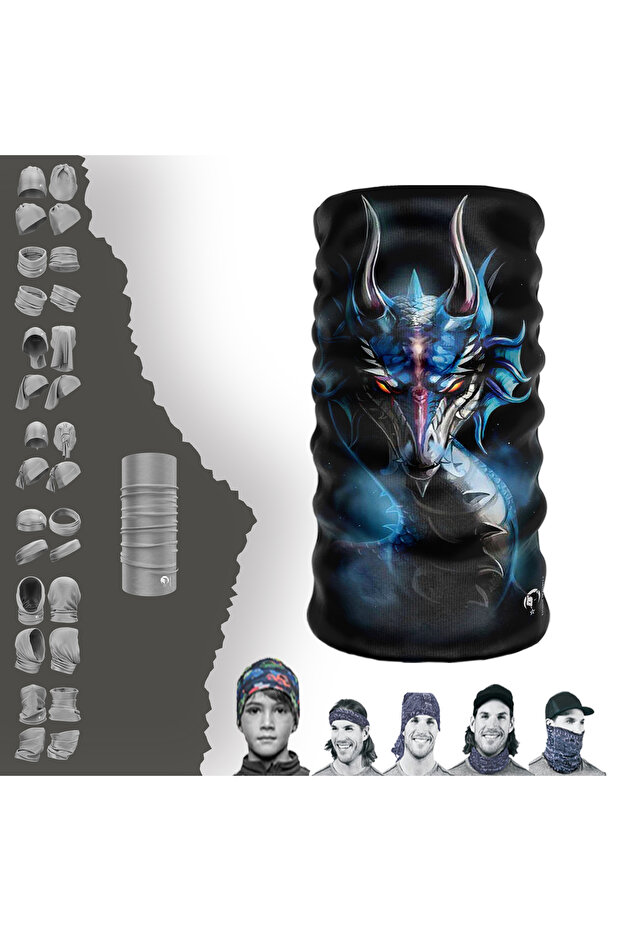 Dragon II Patterned Seamless Tube Neck Collar Bandana Buff Baf